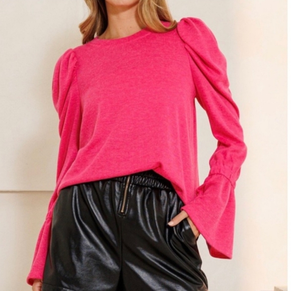 Gorgeous Pink Bell Sleeve Boho Sweater - M - Picture 4 of 4